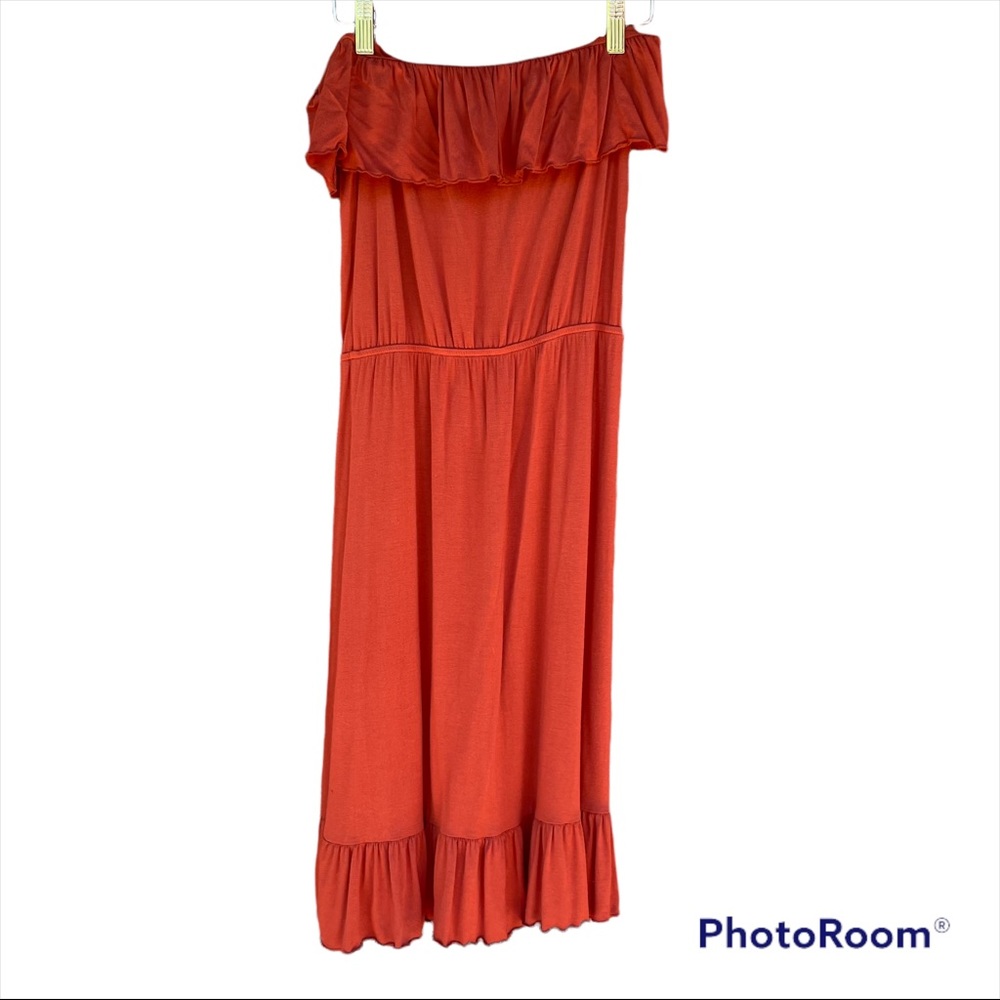 Fighting Eel Pumpkin Colored Strapless Dress With… - image 3